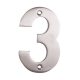 100mm Screw Fix Door Numeral - 3 - Polished Stainless Steel