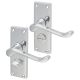 Polished Chrome Victorian Scroll Privacy Door Handles - Short Plate - 118 x 42mm