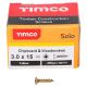 Solo Chippy Pozi Countersunk Wood Screws - 3.0 x 15mm - Yellow Zinc - Pack of 200