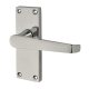 Polished Chrome Budget Straight Latch Door Handles - Short Plate - Mia Range - 114 x 42mm