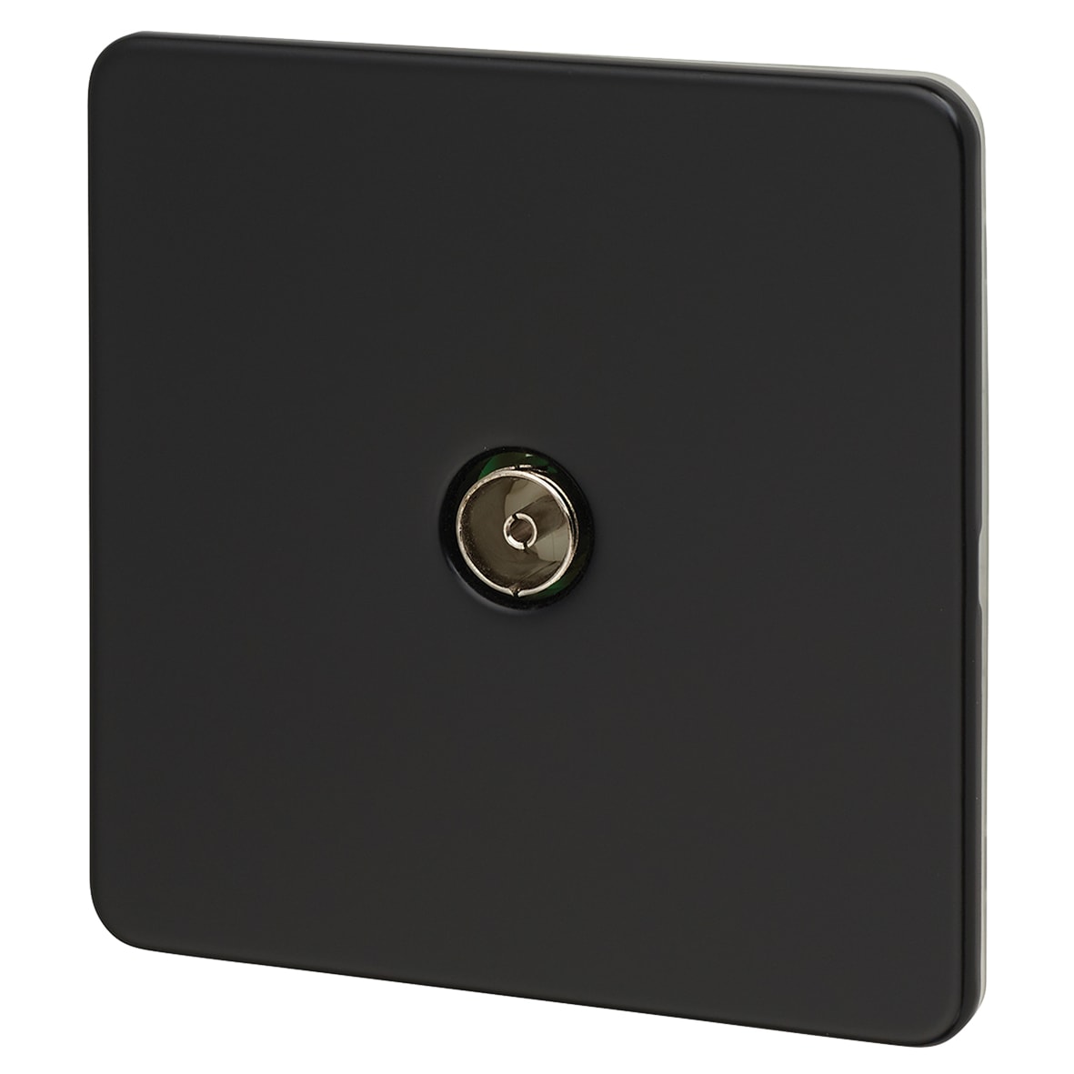 1 Gang Screwless Flat Plate Non Isolated TV Outlet - Matt Black