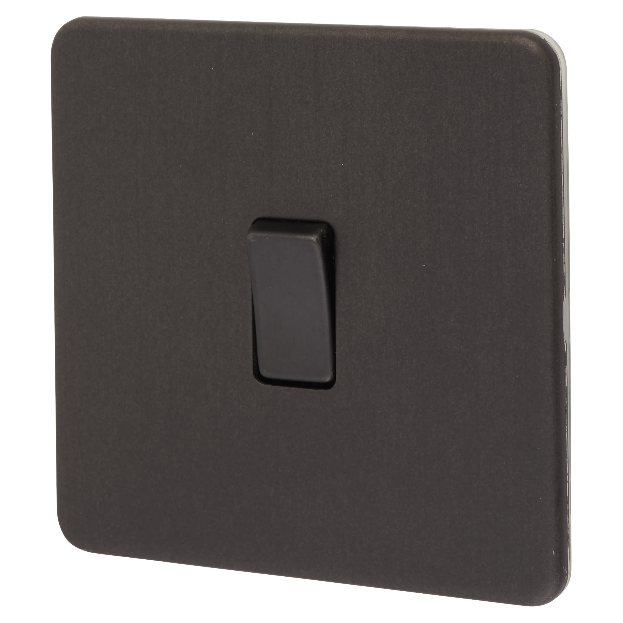 10AX 1 Gang Intermediate Screwless Flat Plate Light Switch - Smoked Bronze