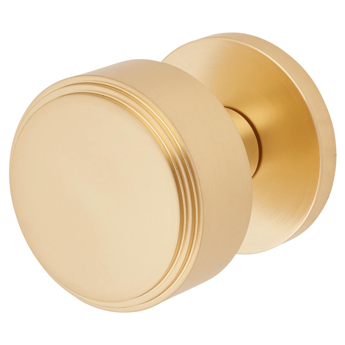Satin Brass Step Mortice Door Knob - 60mm Rose Diameter