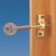 8K118 Budget Wooden Window Lock - Polished Brass - Pack of 4 with 1 Key