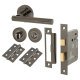 Black Nickel Bathroom Lock Door Handles on Rose Pack - Bella Range
