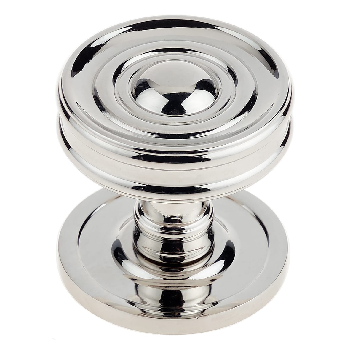 Polished Nickel Ringed Mortice Door Knob - 65mm Rose Diameter - Bloomsbury Range