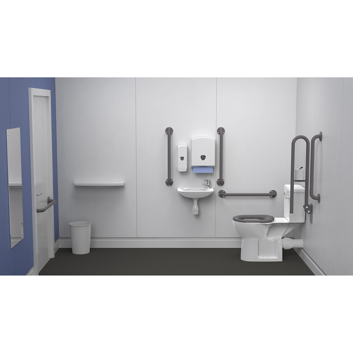 Rimless Close Coupled Doc M Pack - Exposed Fixings - Grey