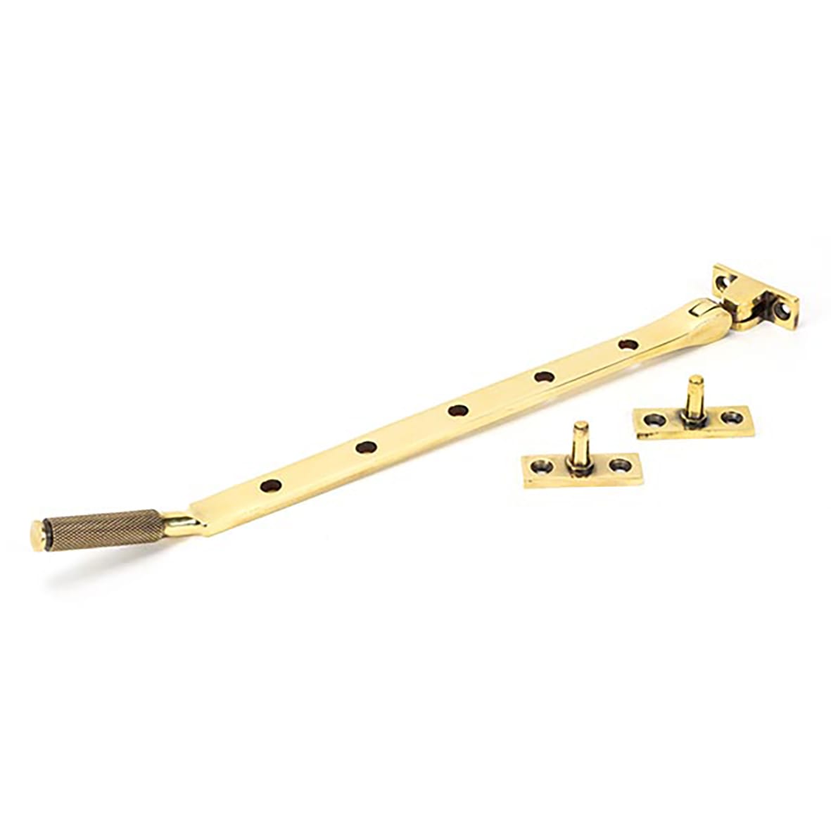 Brompton Knurled Casement Window Stay - 12"/300mm Length - Aged Brass