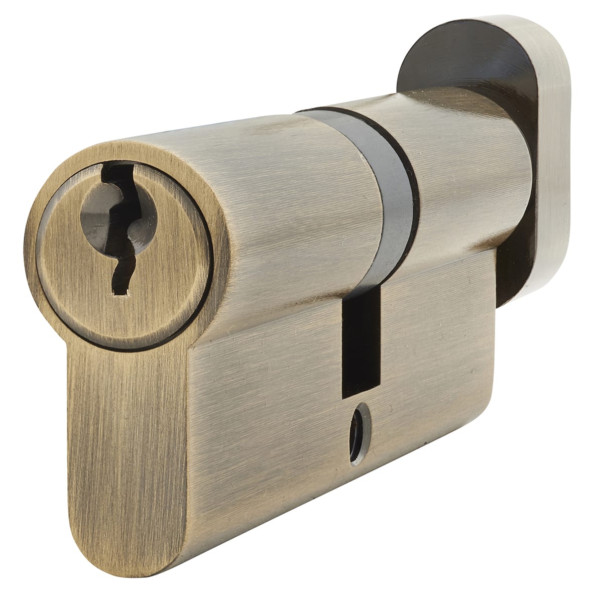5 Pin 80mm Euro Thumbturn Cylinder - 40mm Turn + 40mm - Antique Brass - Keyed To Differ