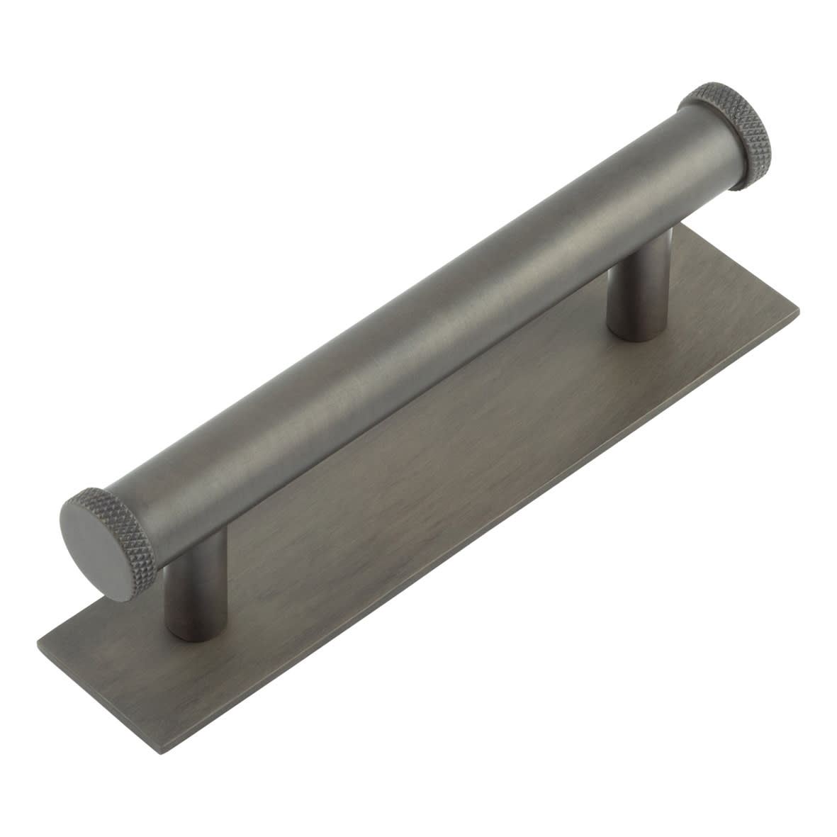 Wenlock 15mm Knurled T-Bar Cabinet Pull Handle on Plain Backplate - 96mm c/c - Dark Bronze