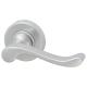 Marcus Satin Chrome Scroll Door Handles on Round Rose - Bedford Range
