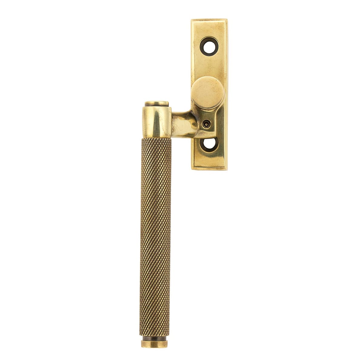 Brompton Knurled Locking Espagnolette Casement Window Handle - Left - Aged Brass