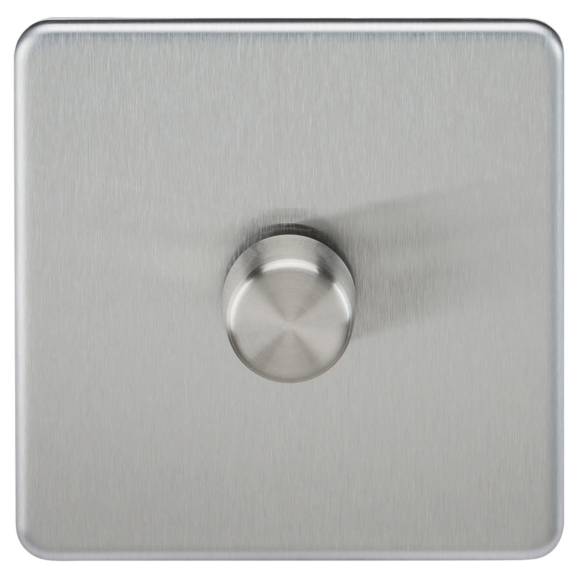 5 - 150W 1 Gang 2 Way Push On/Off Rotary Intelligent LED Dimmer Switch - Brush Chrome