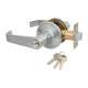 Satin Chrome Return to Door Hotel Entrance Door Handles on Round Rose Set