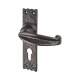 Metalized Antique Black Iron Tudor Euro Lock Door Handles - 159 x 38mm