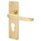 Polished Brass Victorian Straight Euro Lock Door Handles - 155 x 42mm