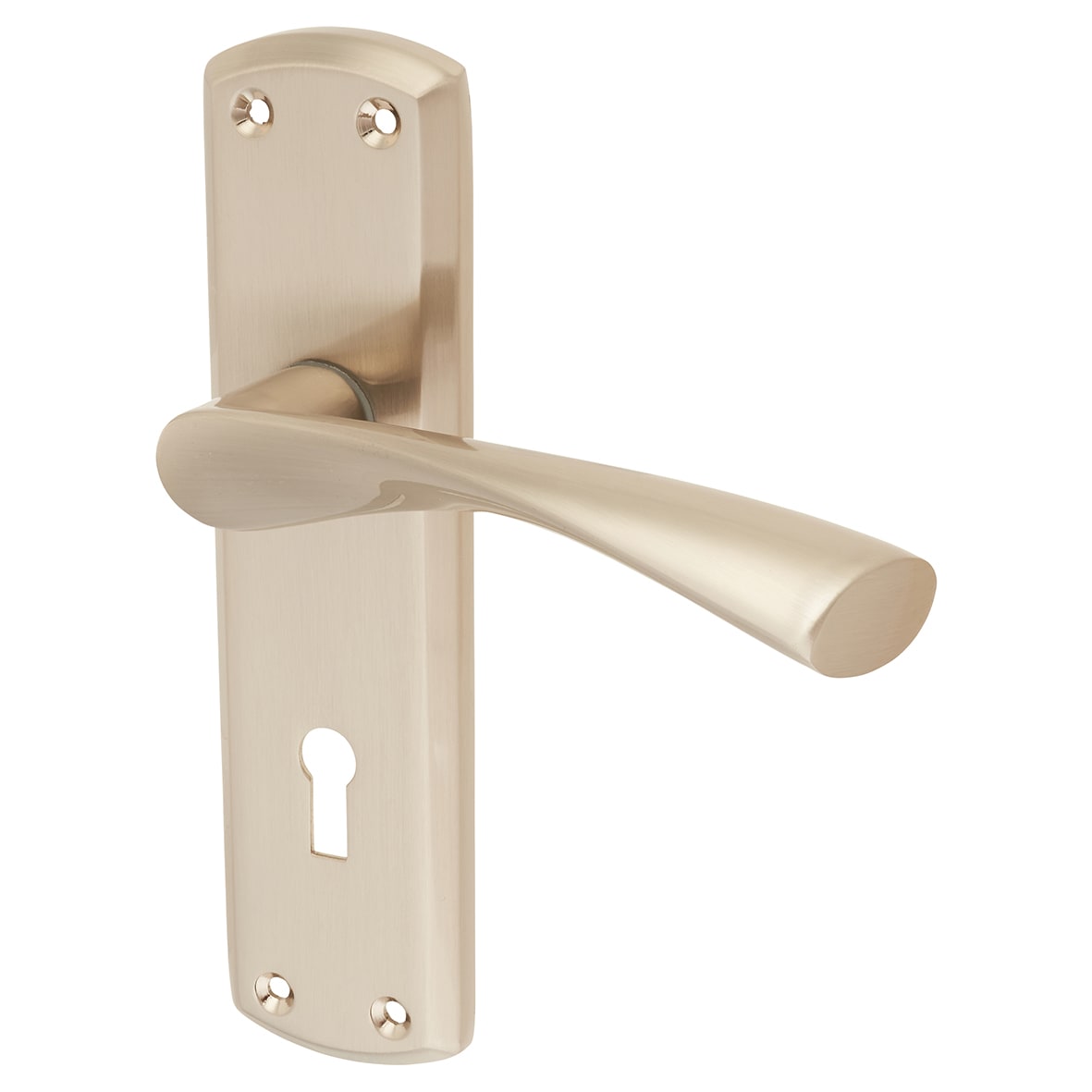 Satin Nickel Keyhole Lock Door Handles - Monza Range - 175 x 45mm