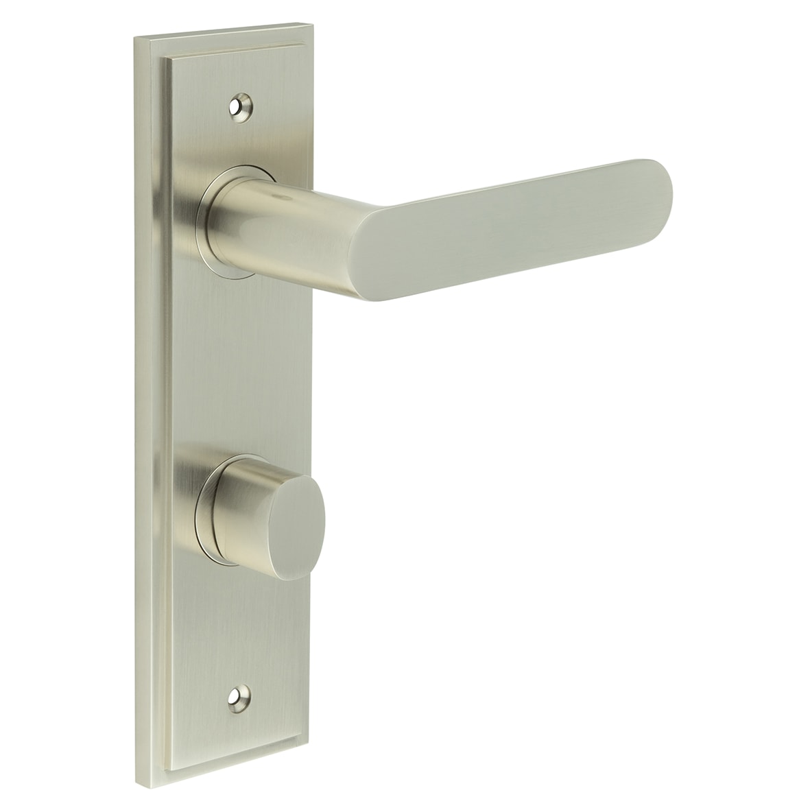 Satin Nickel Fire Rated DIN Bathroom Door Handles - Kensington - Inner 2 - 200 x 55mm
