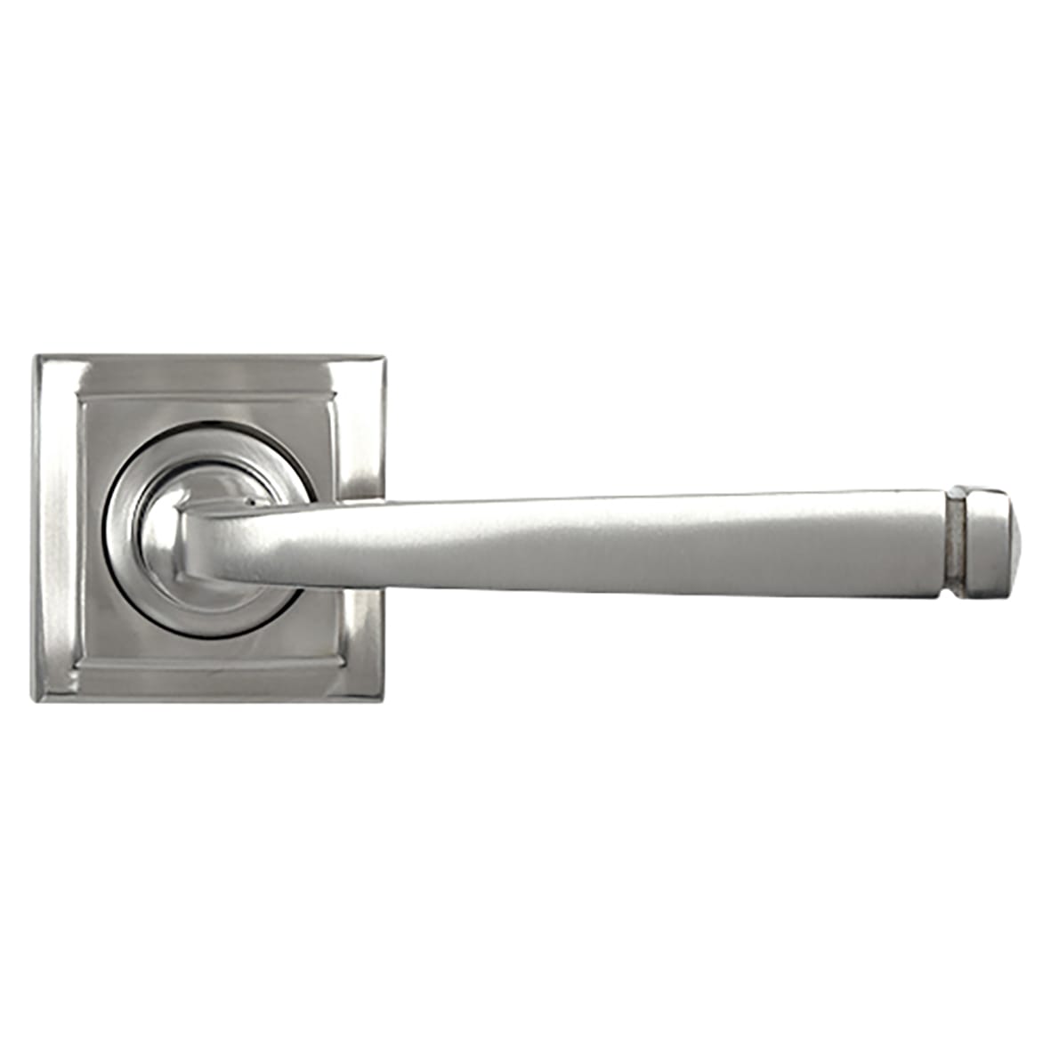 Satin Stainless Steel Door Handles on Square Rose - Avon Range