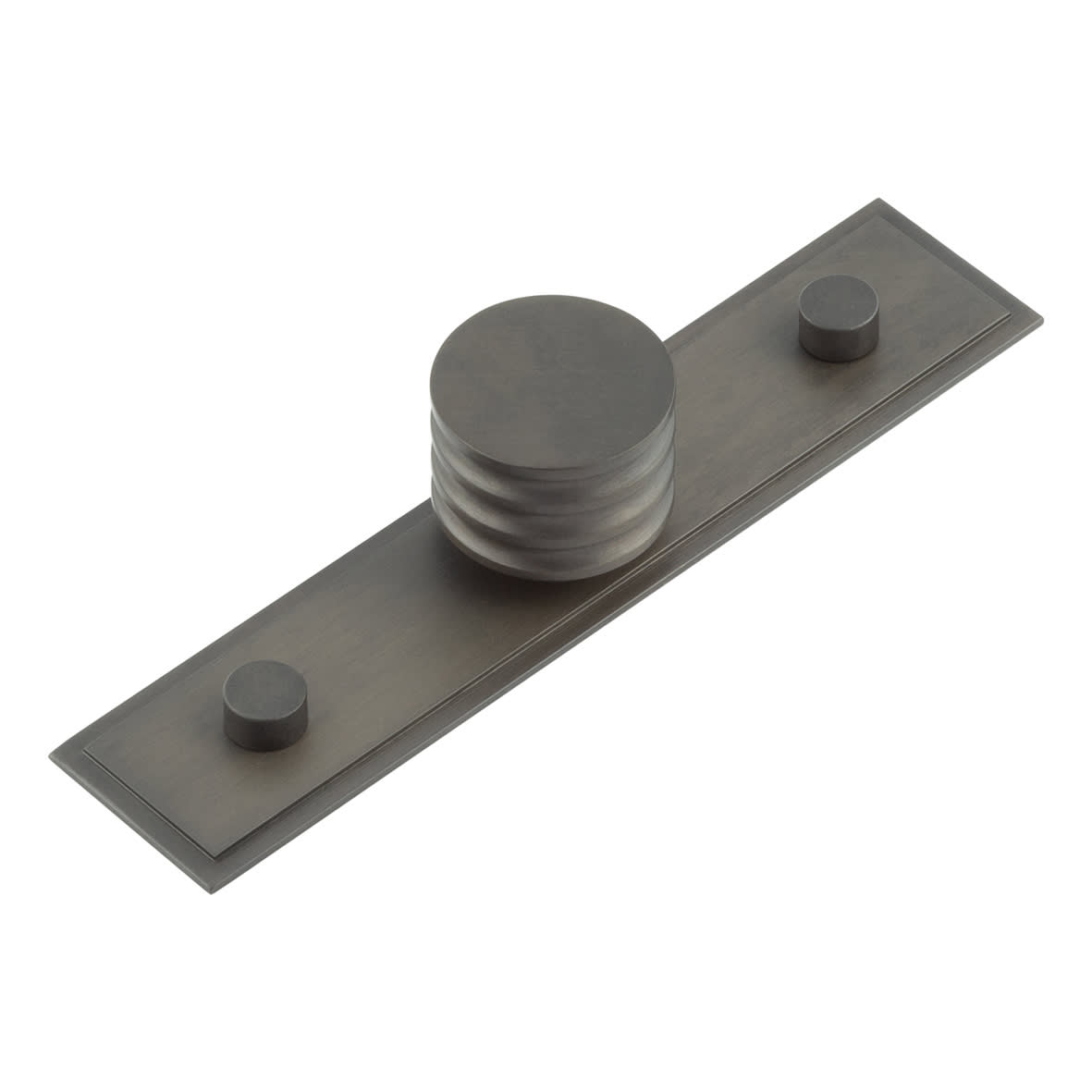 Sturt Grooved Round Cabinet Knob on Stepped Backplate - 30mm Diameter - Dark Bronze