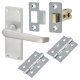 Satin Chrome Victorian Latch Door Handles Pack - Short Plate