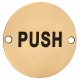 Push Door Sign - 75mm Diameter - Polished Brass