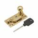 Narrow Keep Locking Hook Claw Sash Window Fastener with Knob - 63 x 20mm - Polished Brass