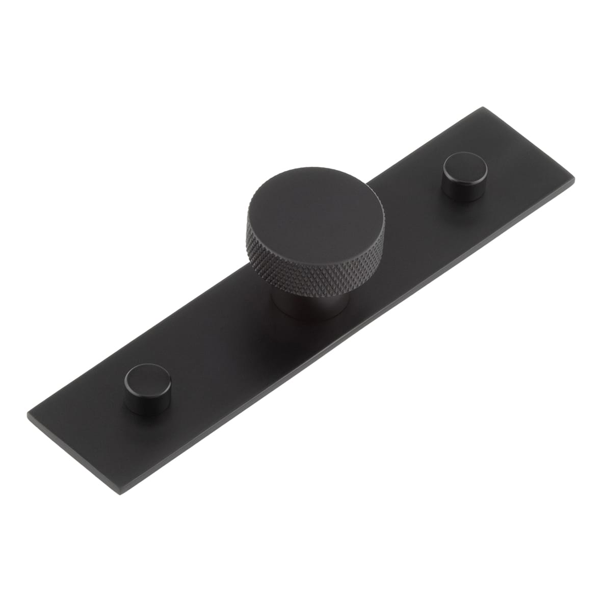 Wenlock Knurled Round Cabinet Knob on Plain Backplate - 30mm Diameter - Black