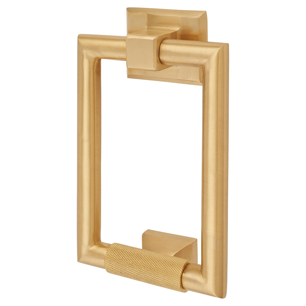 Rectangular Knurled Door Knocker - Satin Brass - 145 x 100mm
