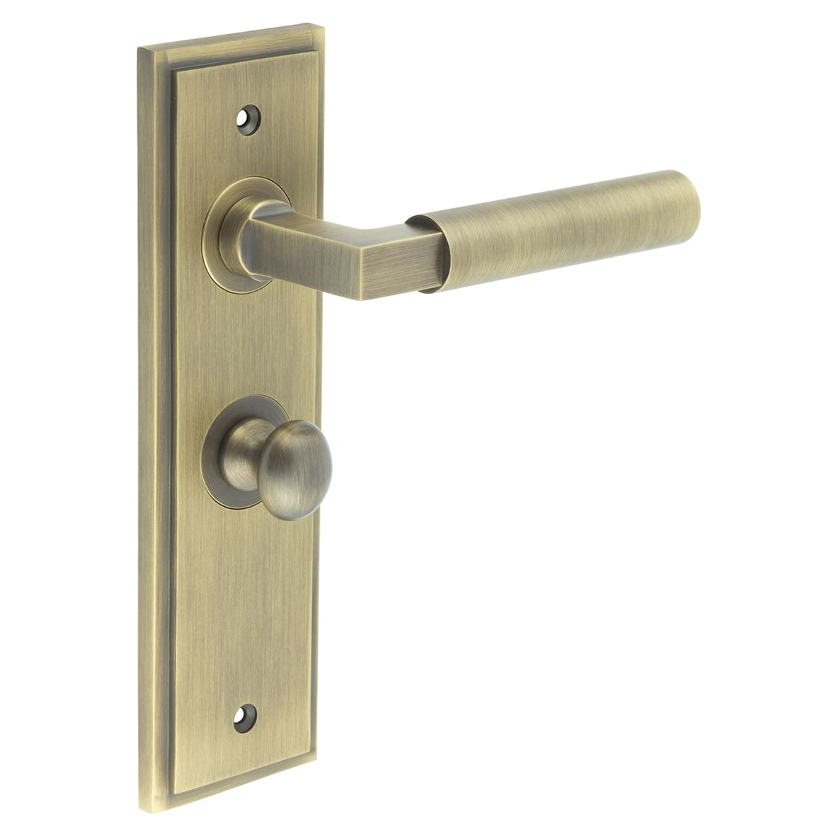 Antique Brass Fire Rated Bathroom Door Handles - Westminster - Inner 1 - 200 x 55mm