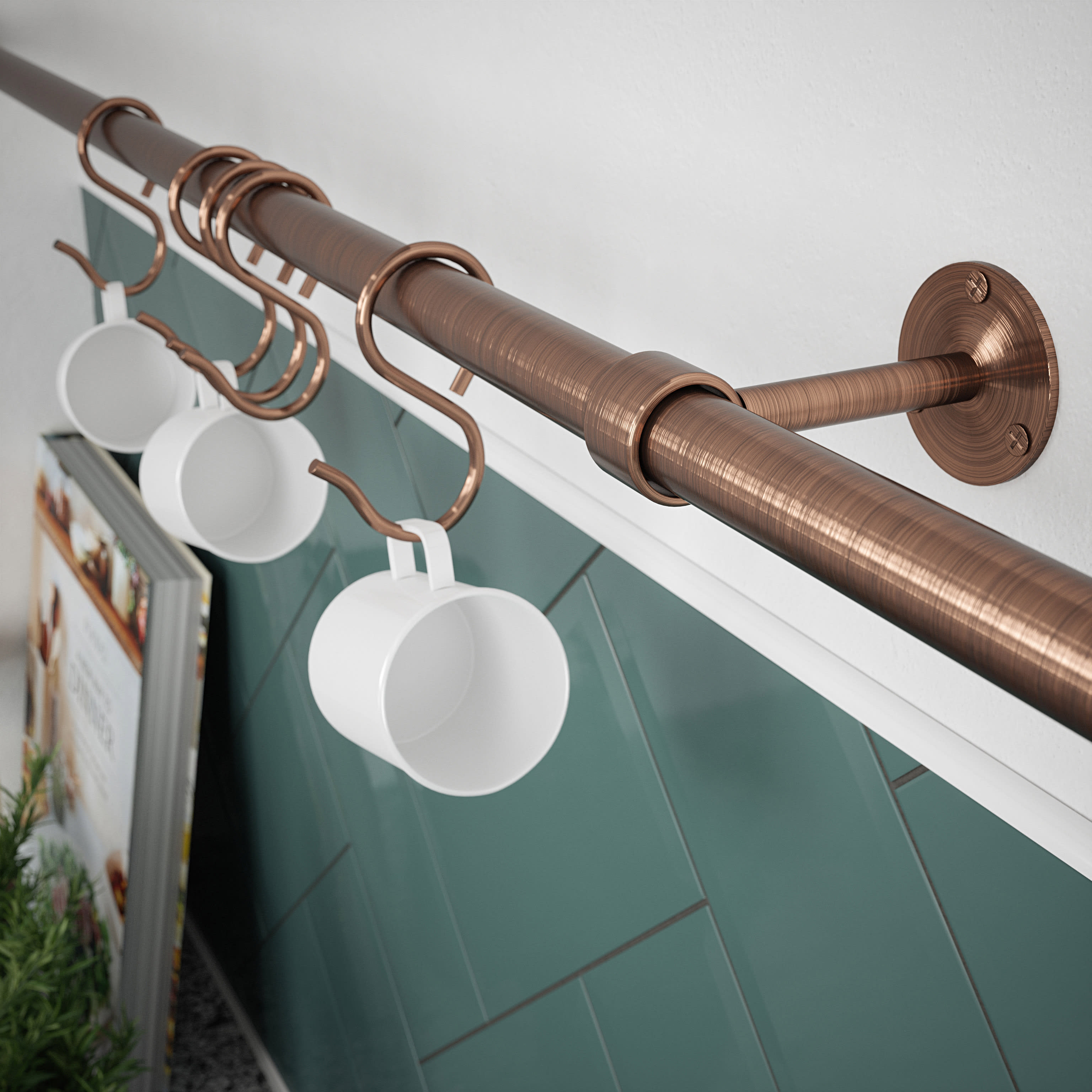 Kitchen Utensil Rail Kits - 19 x 1000mm - Antique Copper