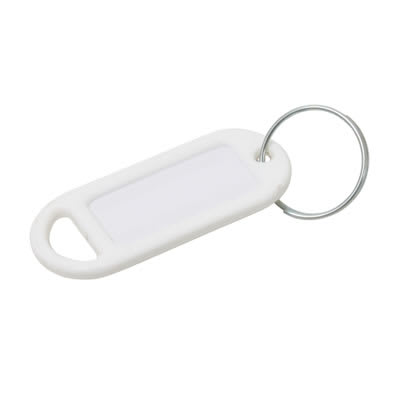 Key Ring Tag - 48 x 21mm - White - Pack of 10