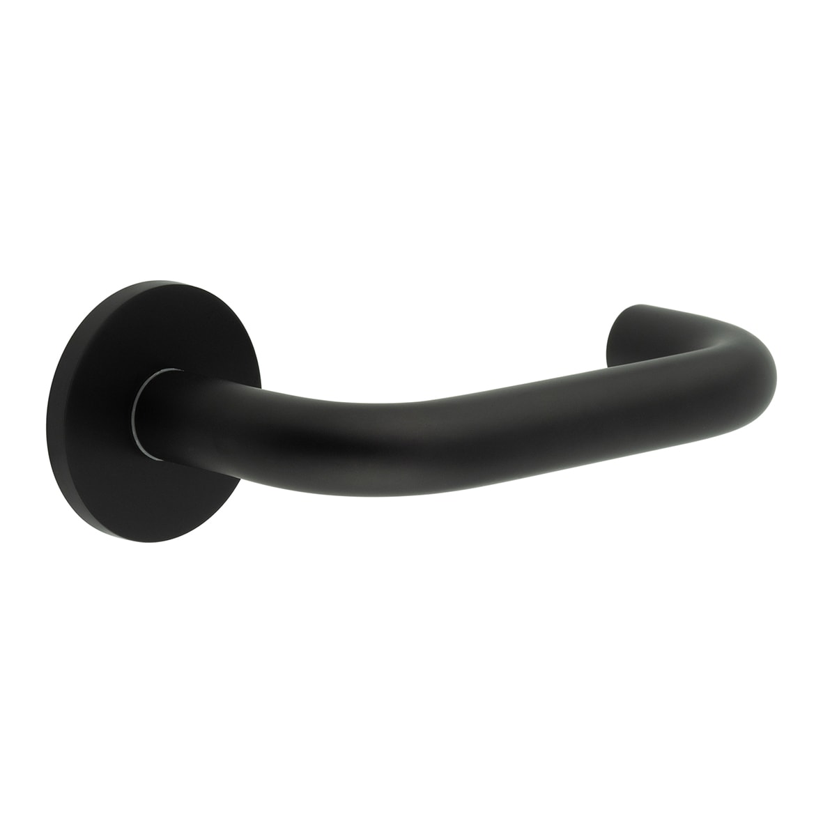 Black Unsprung 19mm Fire Rated Return to Door Handles on Round Rose - CR-106 Range