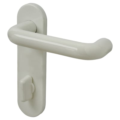 Diamond White Nylon Steel Core Safety Bathroom Door Handles - 78mm c/c - Paris Range