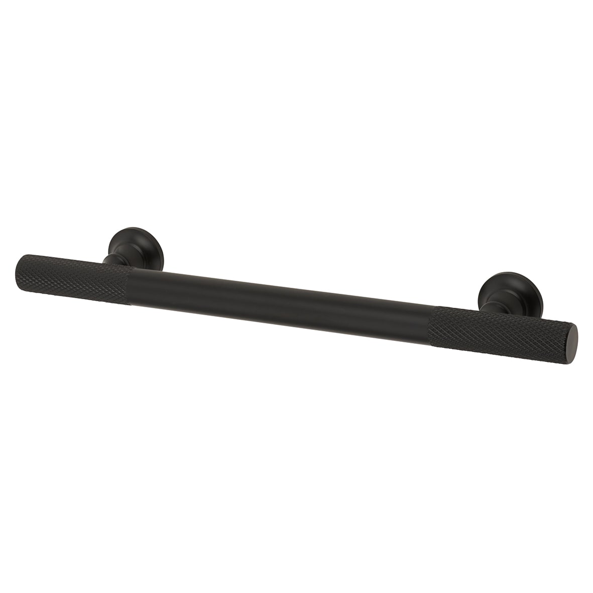 York 12mm Partially Knurled T-Bar Cabinet Pull Handle - 128mm Centres - Matt Black