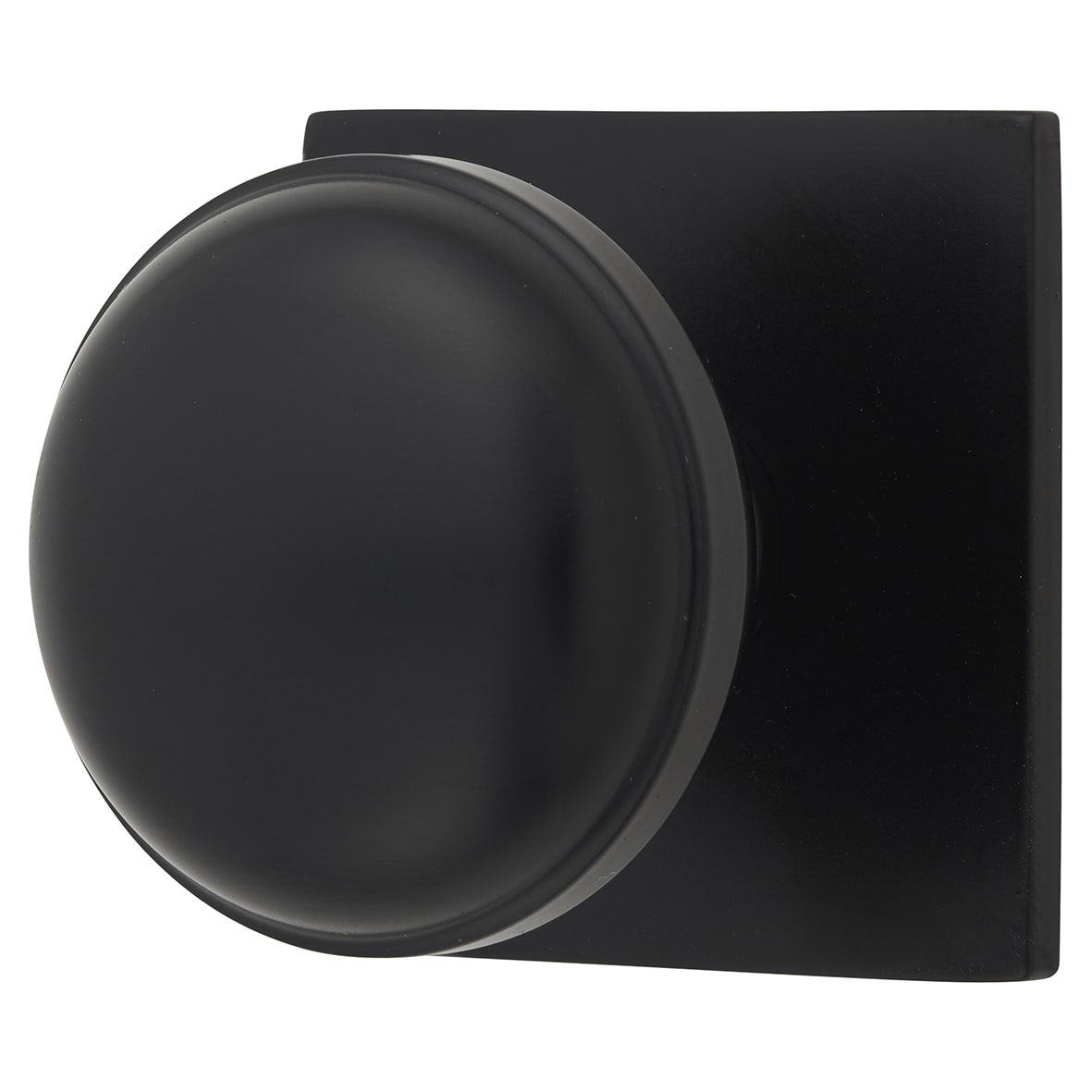 Quantock Cabinet Knob on Square Backplate - 34mm Diameter - Matt Black