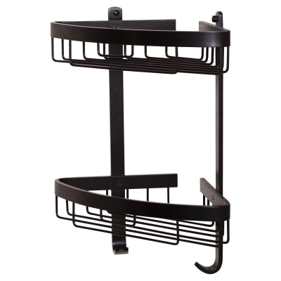 Wirework Large Corner Shower Basket - Two Tier - 390 x 312 x 209mm - Matt Black