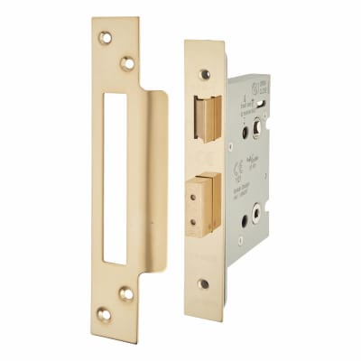 Architectural Bolt Through Bathroom Lock - 78mm Case - 57mm Backset - PVD Brass