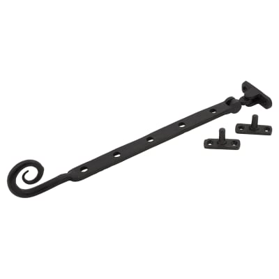 Monkey Tail Casement Window Stay - 12"/311mm Length - Antique Black Iron