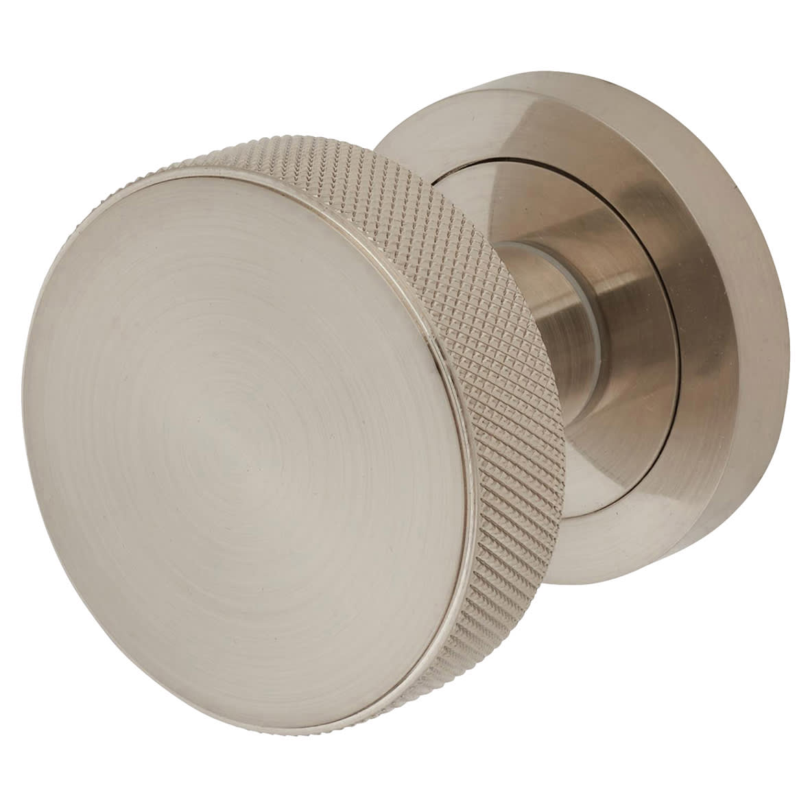 Satin Nickel Knurled Mortice Door Knob - 52mm Rose Diameter - Satin Nickel - Riley Range