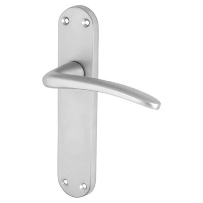 Satin Chrome Latch Door Handles - Salerno Range - 182 x 39mm