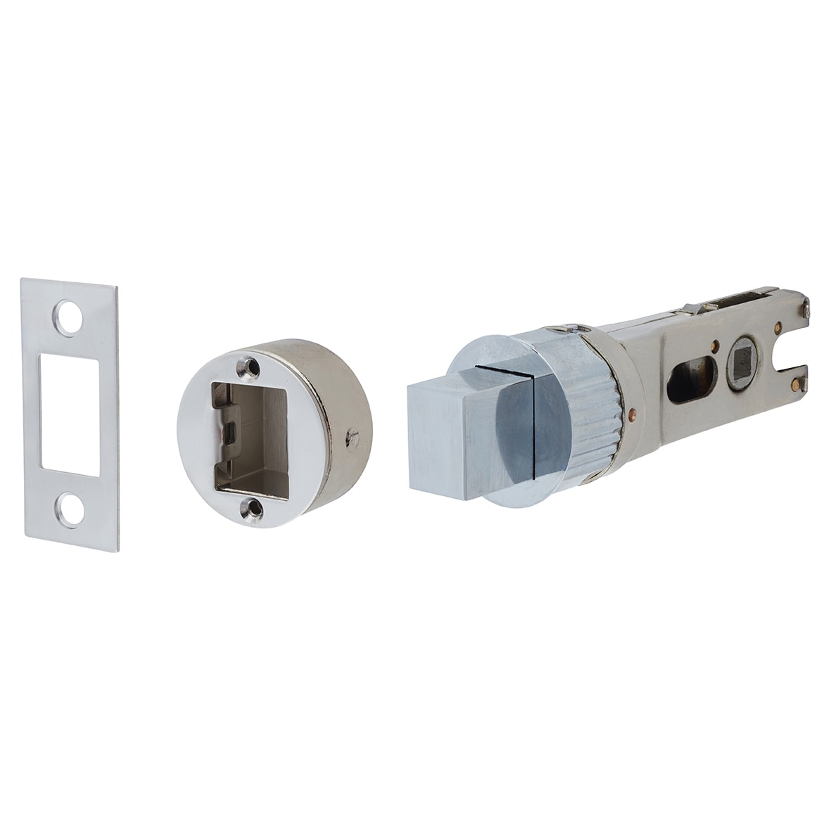 Quick Latch Bolt Through Tubular Bathroom Deadbolt - 71mm Case - 57mm Backset - Round - Pol Chrome