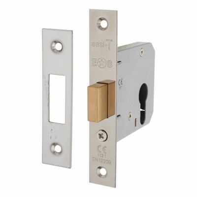 Contract Euro Profile Deadlock - 76mm Case - 57mm Backset - Polished Nickel