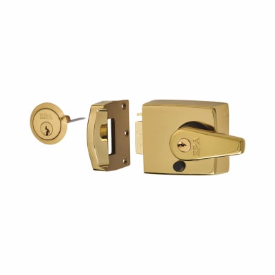 Double Locking Nightlatch - 60mm Backset - Polished Brass Case/Cylinder