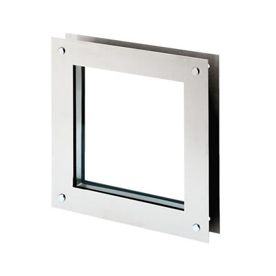 Twin Glazed Square Vision Panel - 360 x 360mm - Brushed Stainless Steel