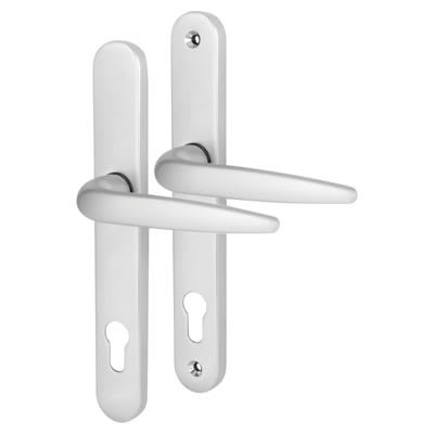 Silver uPVC Multipoint Door Handles - Long Plate - 92mm c/c - Sparta Range
