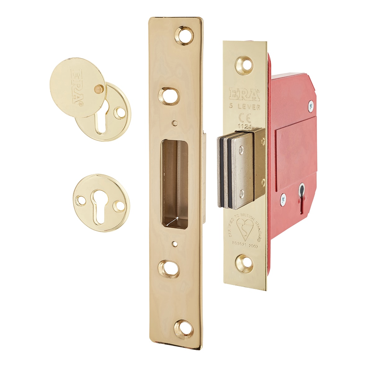 Fortress:2007 5 Lever Deadlock - 67mm Case - 44mm Backset - Polished Brass