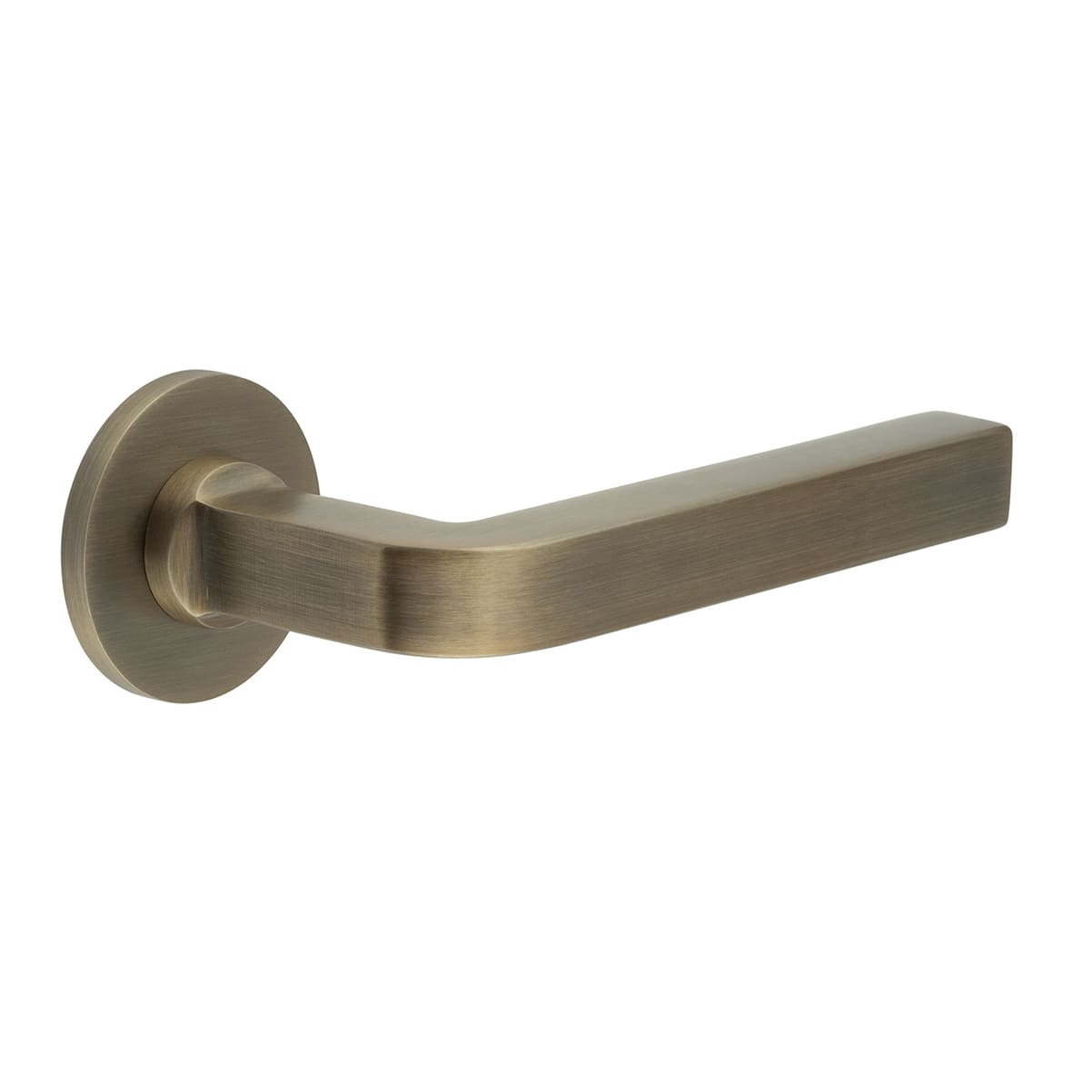 Antique Brass Unsprung Fire Rated Door Handles on Round Rose - CR-104 Range