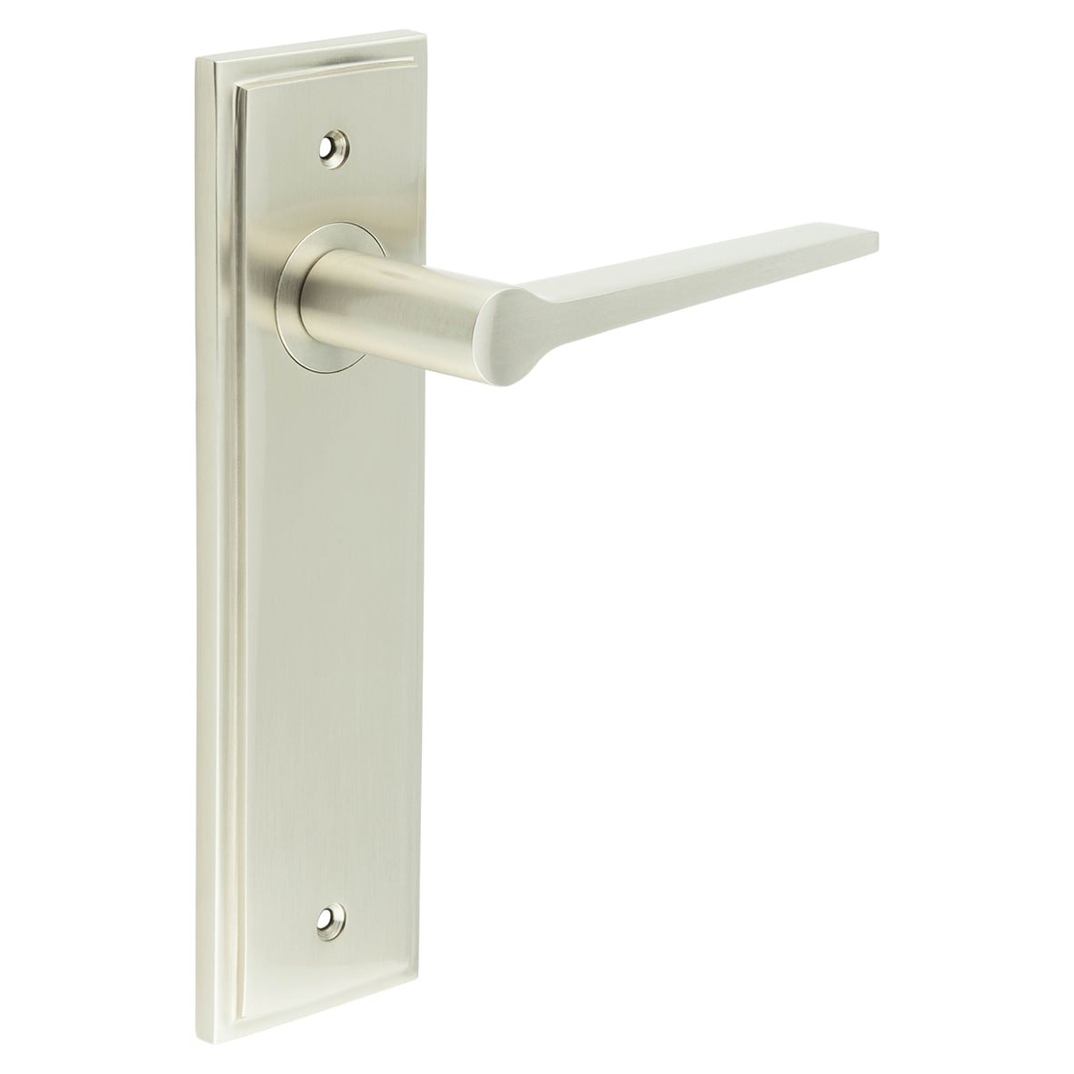Satin Nickel Fire Rated Latch Door Handles - Knightsbridge - 200 x 55mm
