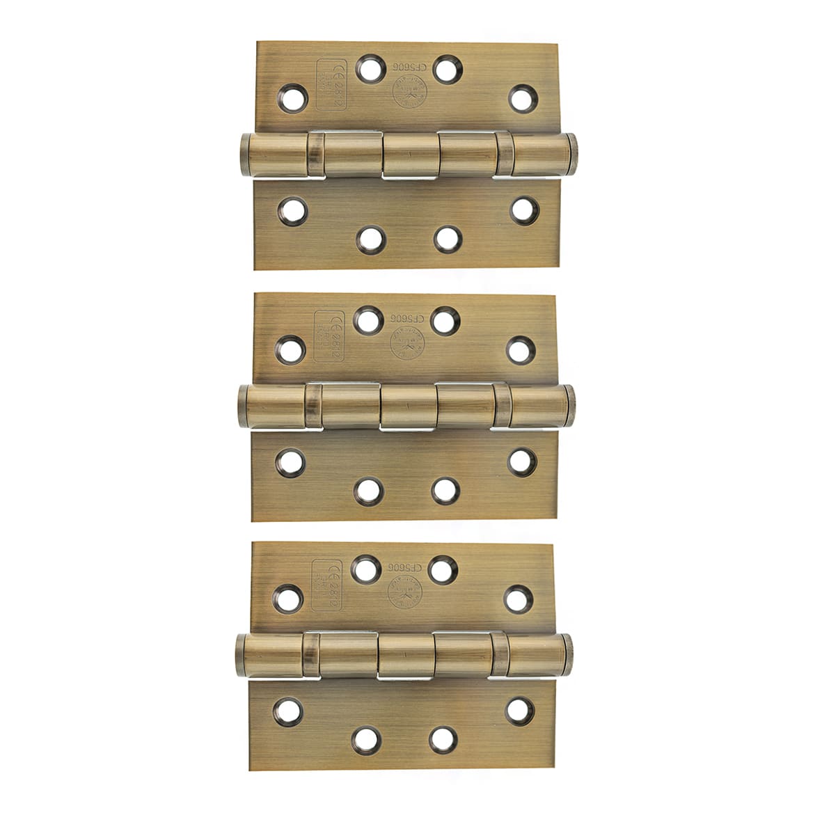Twin Ball Bearing Grade 13 Butt Fire Door Hinge - 102 x 75 x 3mm - Antique Brass - Pk of 3